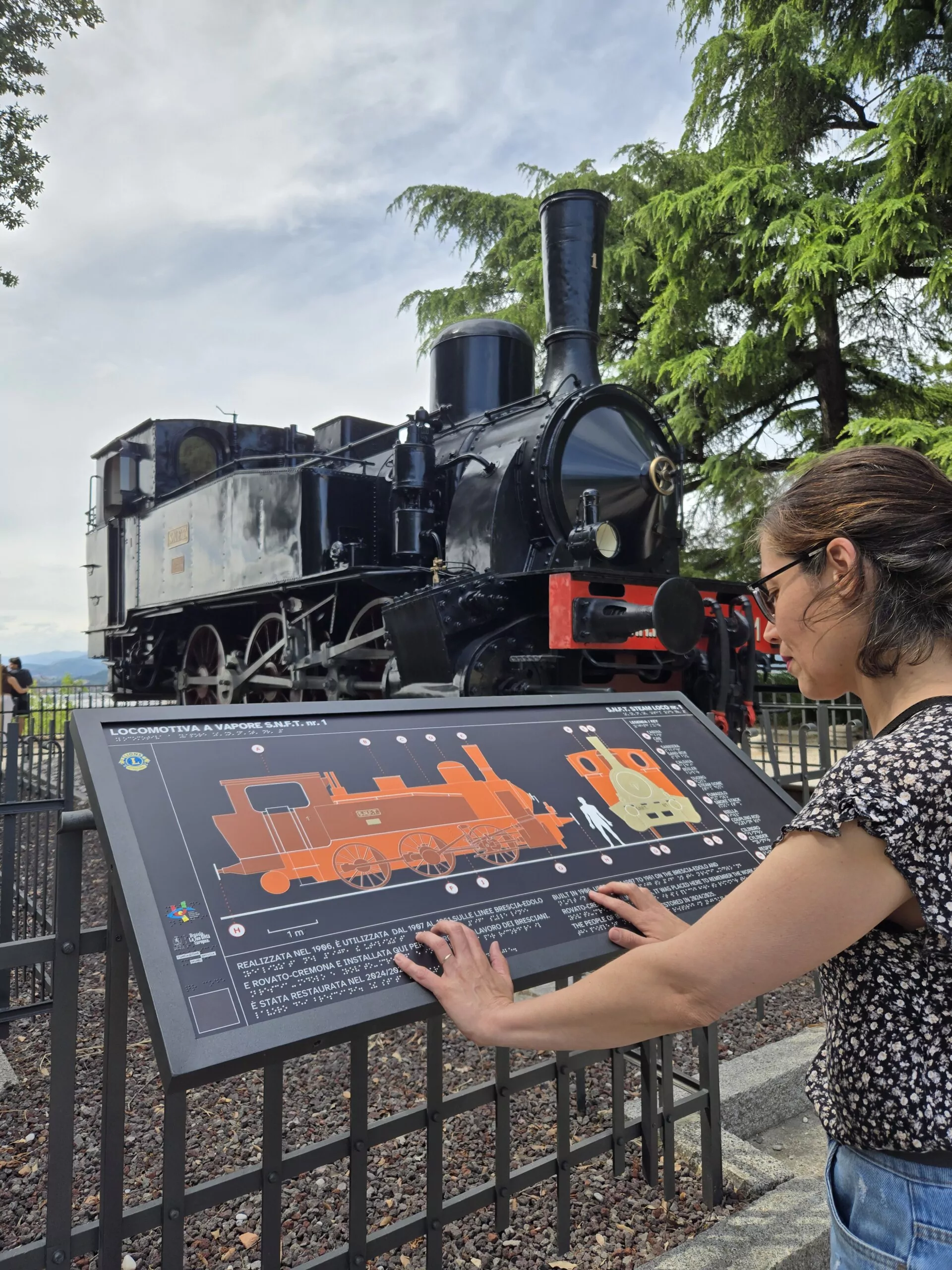 The Locomotive Panel installed in the courtyard of Brescia Castle